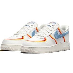NIKE Air Force 1 LV8 Sail Denim Rainbow Swoosh Sz 7.5